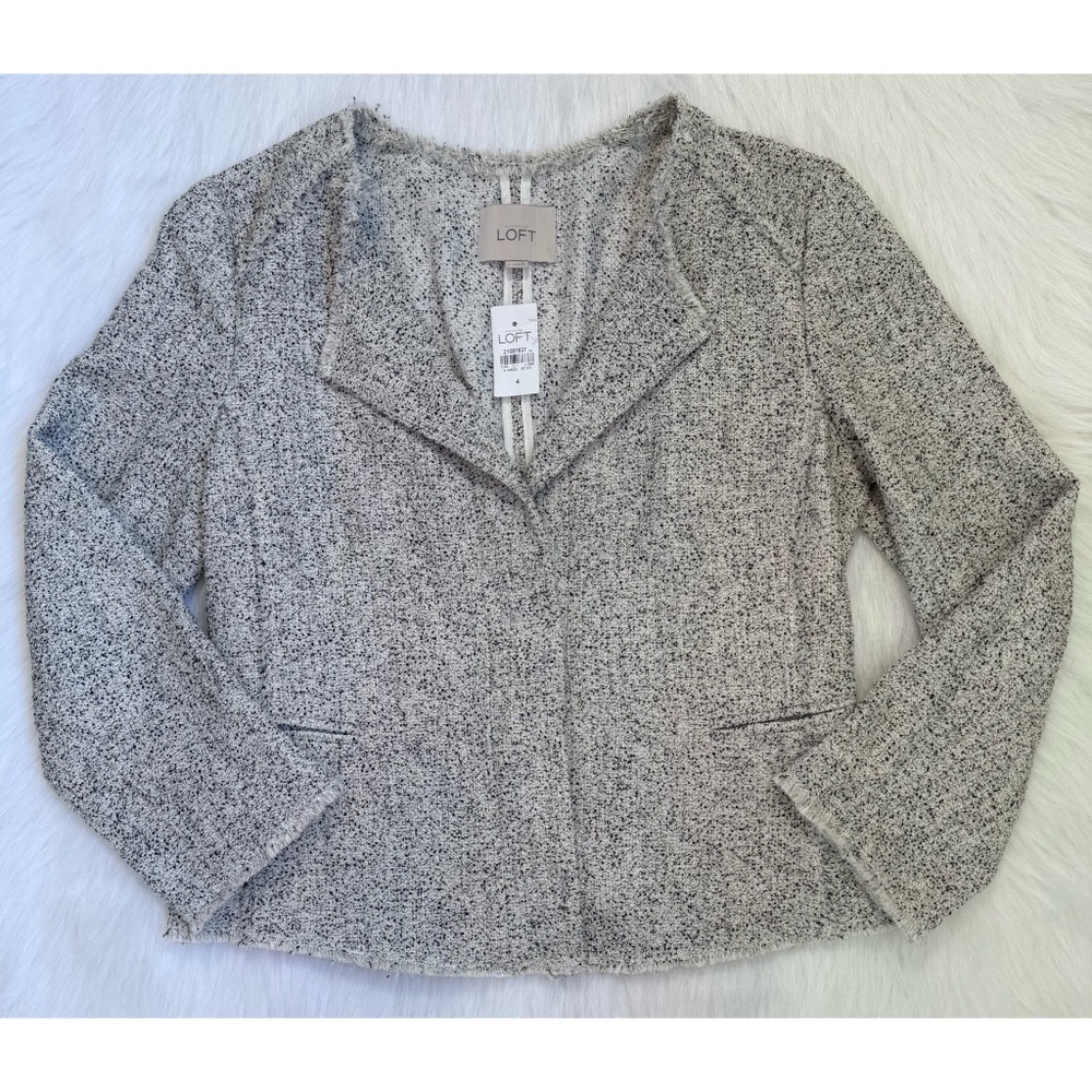 LOFT Women's Textured Gray Tweed Jacket